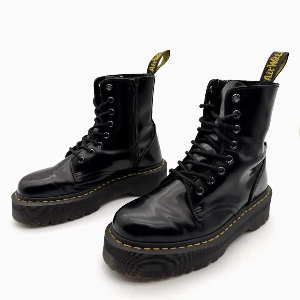 DR MARTENS Jadon Black Smooth Boots Size US 7 Side Zip Leather Platform